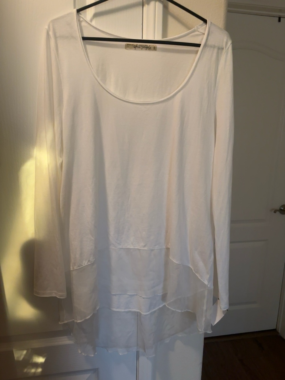 Free People White Sheer Layered Long-Sleeve Tunic